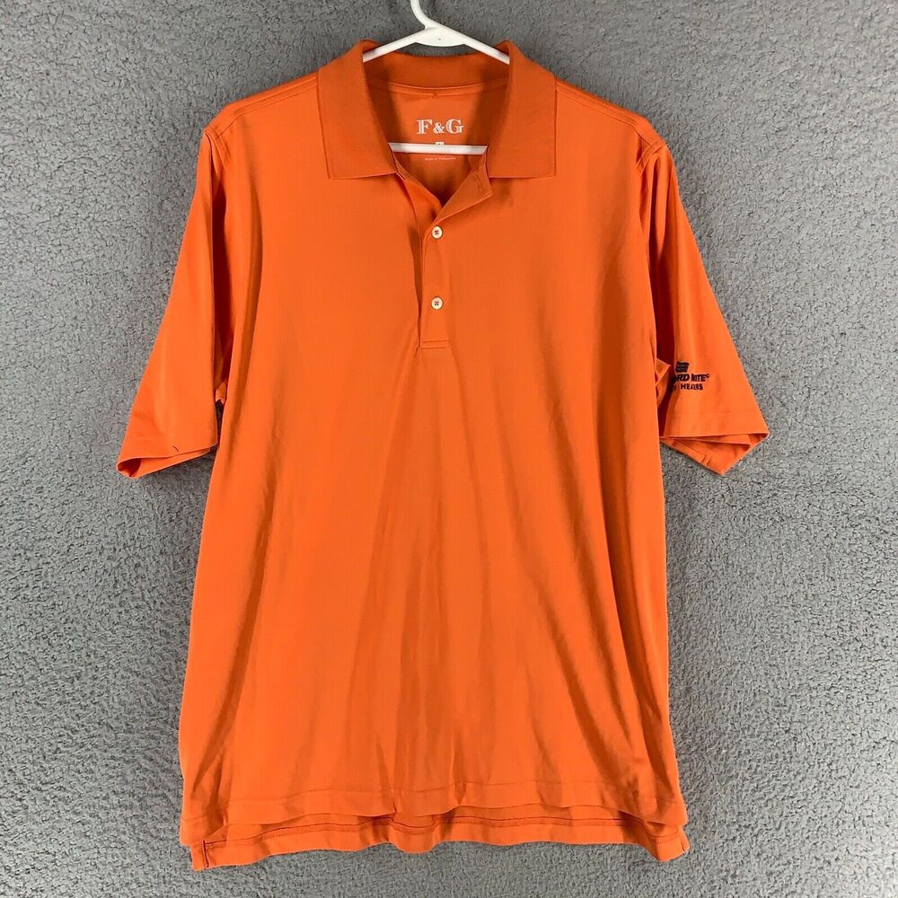 F‎ and G Polo Mens L Orange Short Sleeve Stretch Performance Golf Shirt